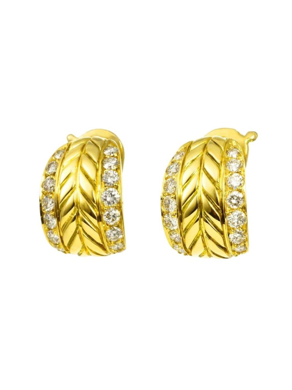 Chanel Diamond Earrings 18K Yellow Gold 750 Clip
